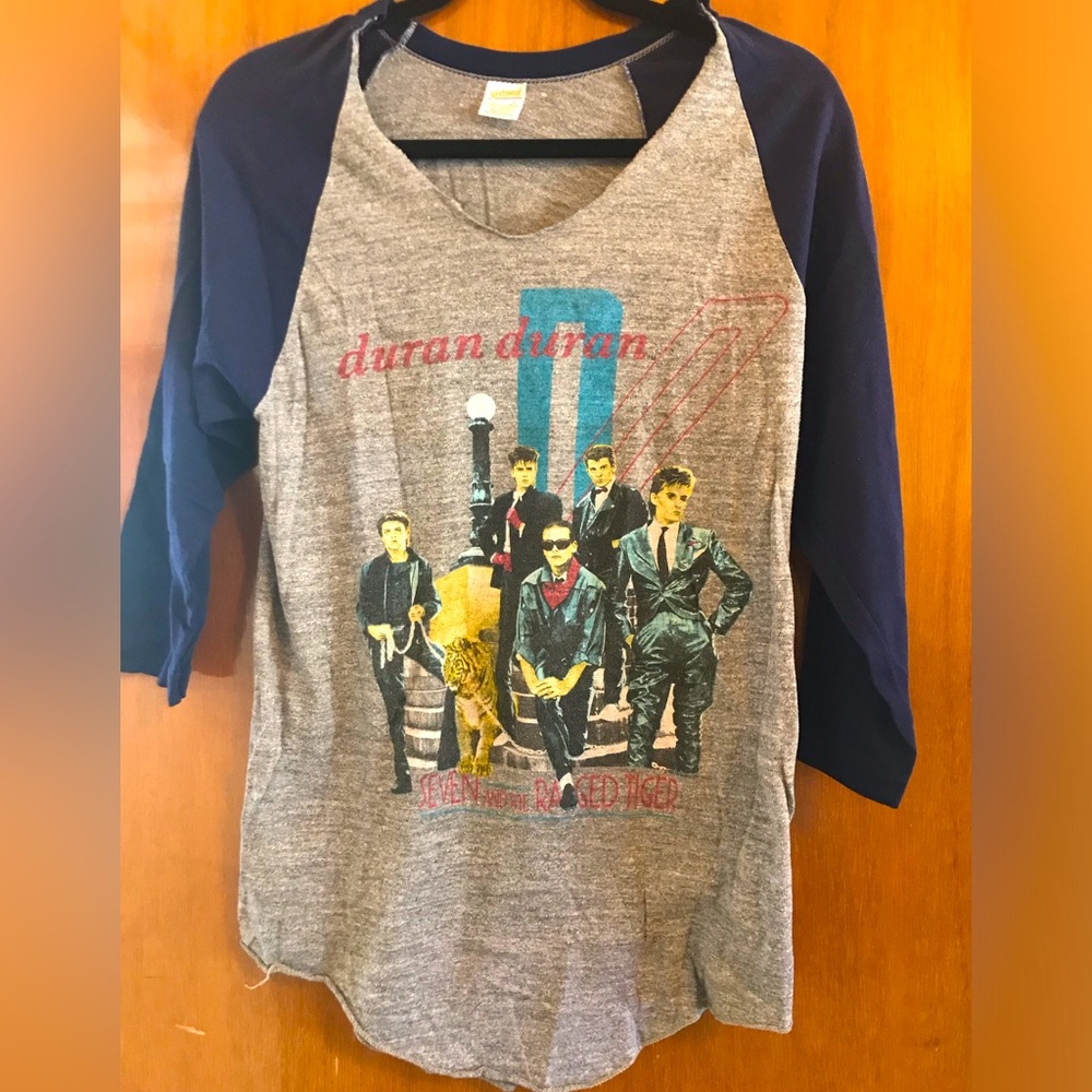 Vintage Duran Duran 1984 Tour T-Shirt Sz Lg Raglan Seven and the Ragged Tiger